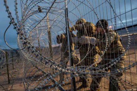 A picture of the Texas anti-climb fence