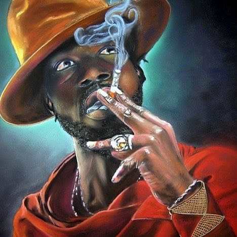 A picture of a black man smoking