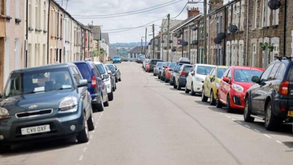 Cars parked on a street