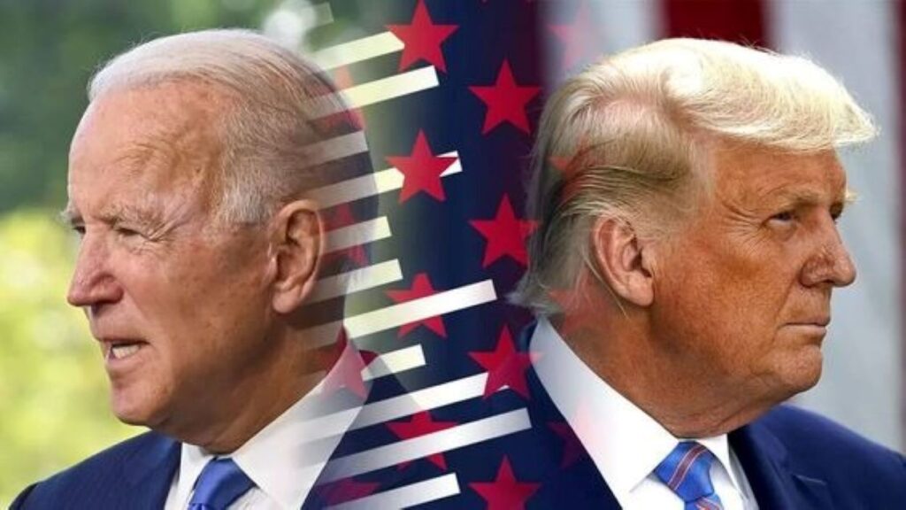 A collage of Trump and Biden