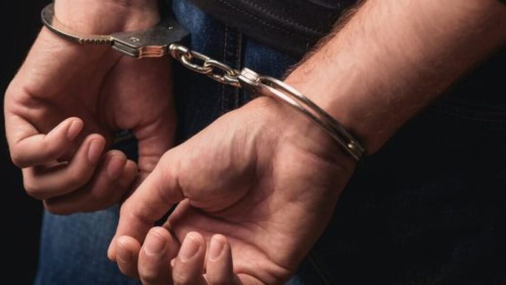 Arresting someone with handcuffs