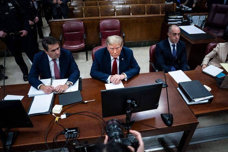 A picture of Donald Trump in Court