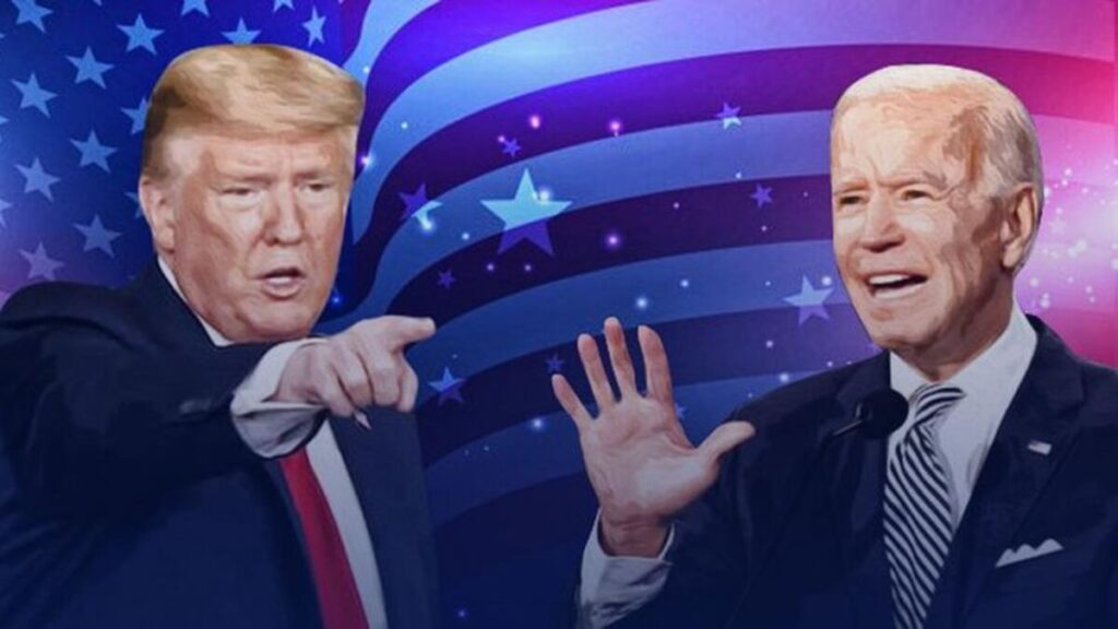 A picture of Pres. Biden and Former Pres. Trump