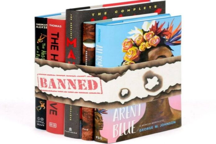 A picture of banned books