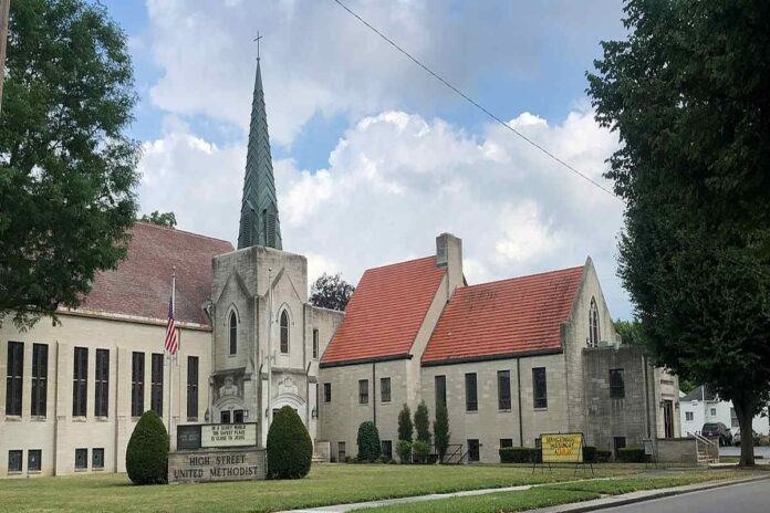 A picture of a methodist church.