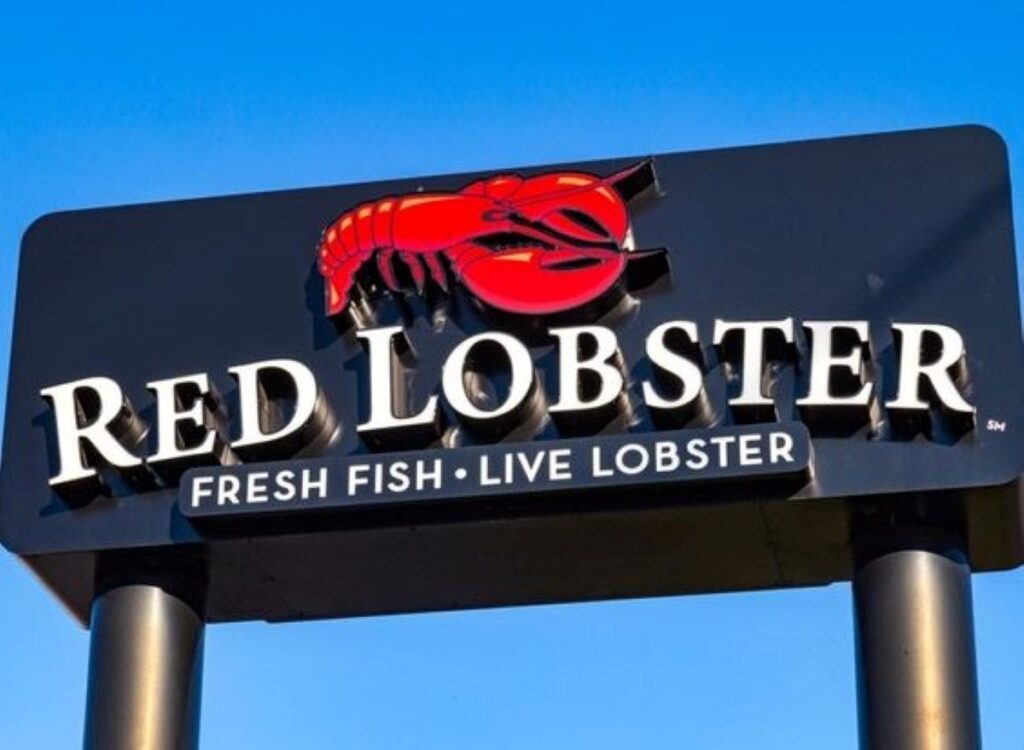 The Red Lobster logo on a signboard