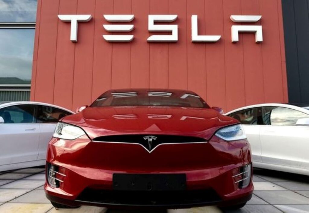 Tesla cars on display