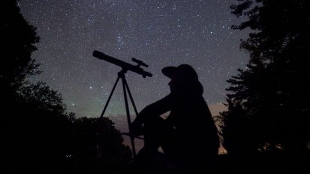A man using a telescope