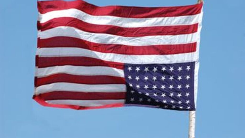 An upside-down U.S. flag