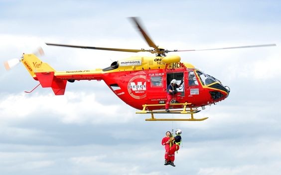 A rescue helicopter in operation