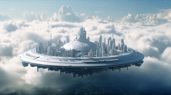 A futuristic floating city
