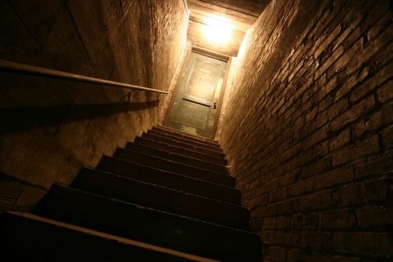 A stairway leading away from a basement