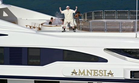 A man showing off on a yacht