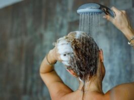 A picture of a person taking a Shower.