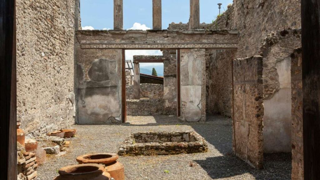 A house in ruins seen in the ancient city of Pompeii.