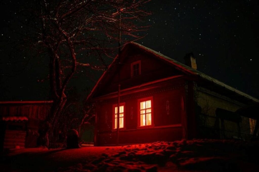 A scary looking house seen from the outside