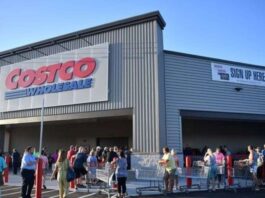 Shoppers outside a Costco outlet
