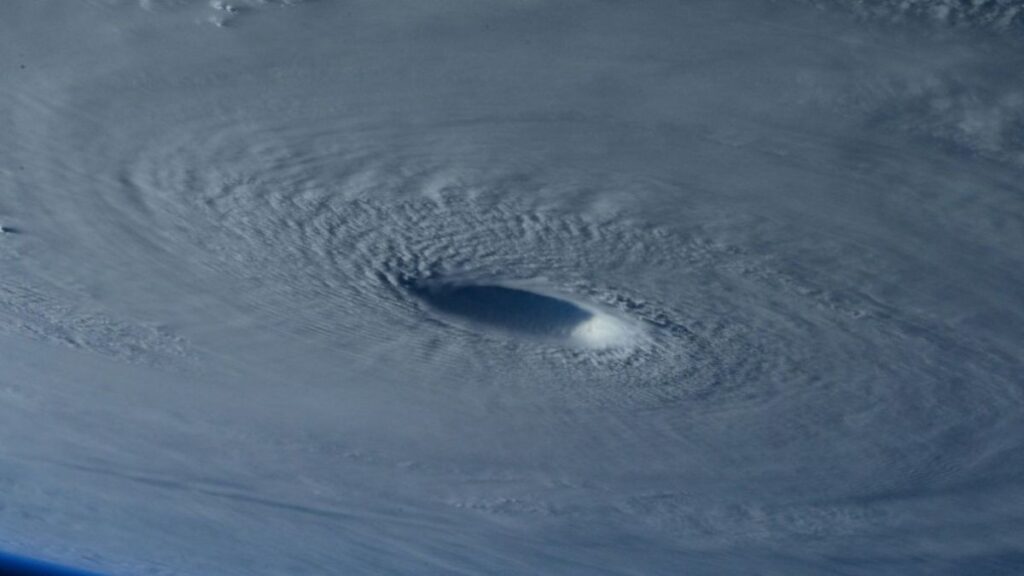 A view of a hurricane seen on Earth seen from space.