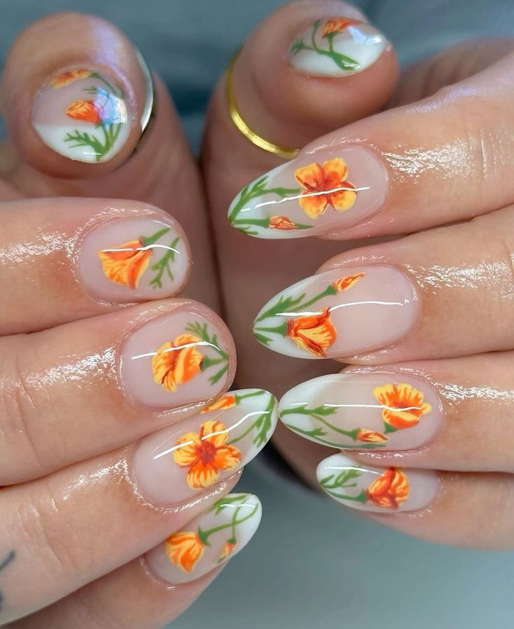 Pastel Neon Floral Nails