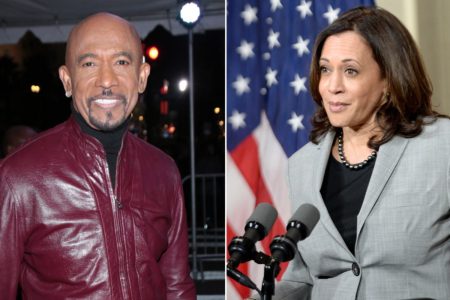 A collage of Kamala Harris and Montel Williams.