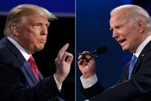 A picture of Donald Trump and joe Biden.