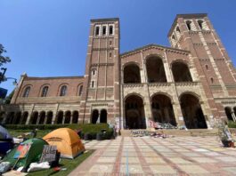 A picture of an UCLA encampment