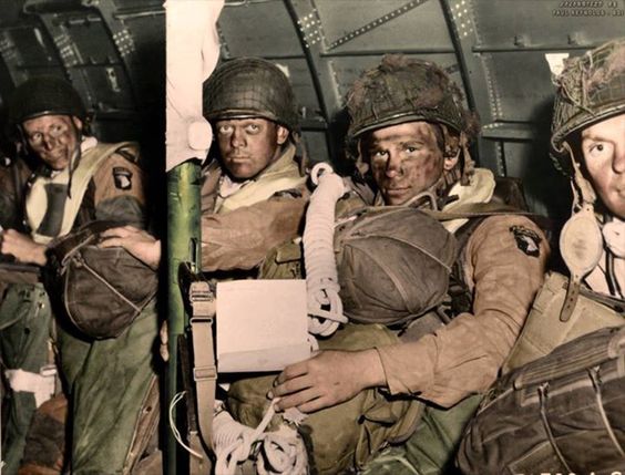 Colorized image of WWII airmen