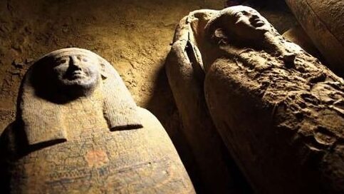 Coffins housing Egyptian mummies 