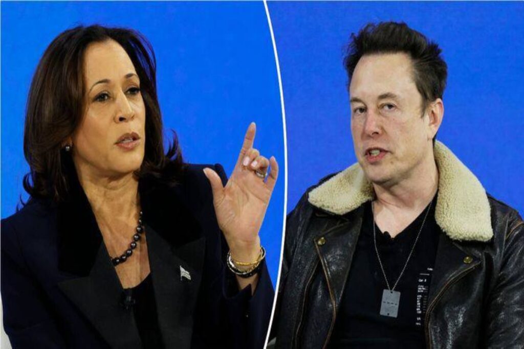 A picture of Kamala Harris and Elon Musk