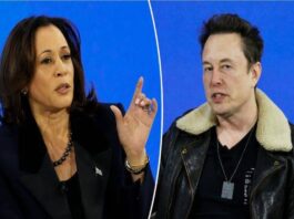 A picture of Kamala Harris and Elon Musk