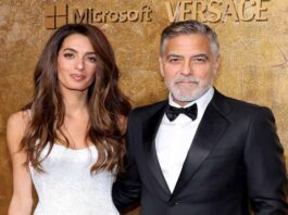 A picture of George and Amal Clooney.