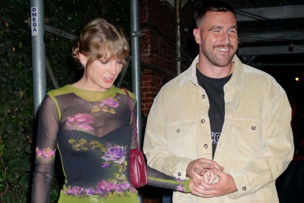 A picture of Taylor Swift and Trevor Kelce.