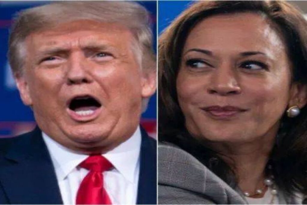 A picture of Trump and Kamala Harris