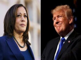 A picture of Kamala Harris and Trump