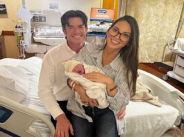 A picture of Olivia Munn John Mulaney, and second child