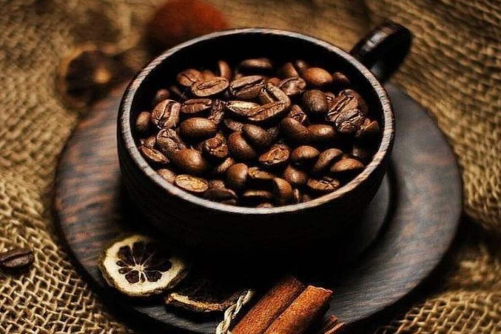 A picture of a cup of coffee bean