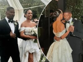 A collage of Jamie Foxx and Corinne Foxx