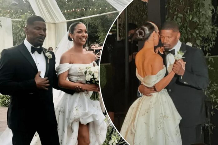 A collage of Jamie Foxx and Corinne Foxx