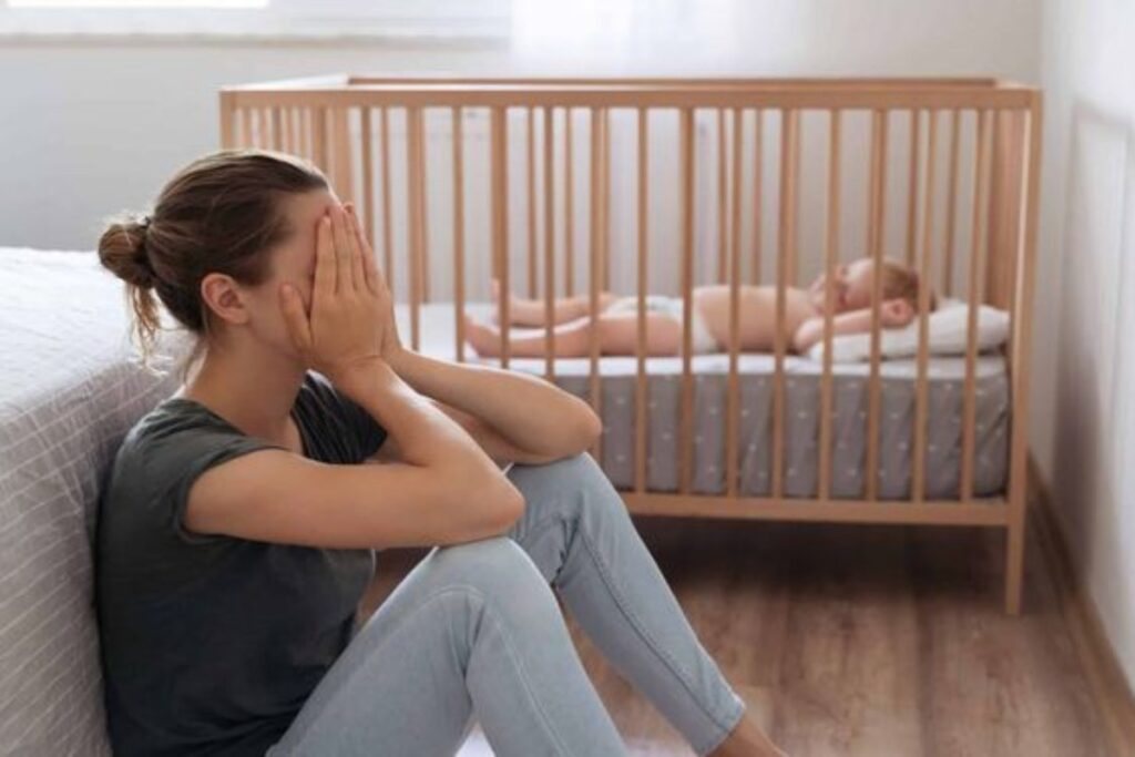 A picture of a woman suffering from postpartum depression