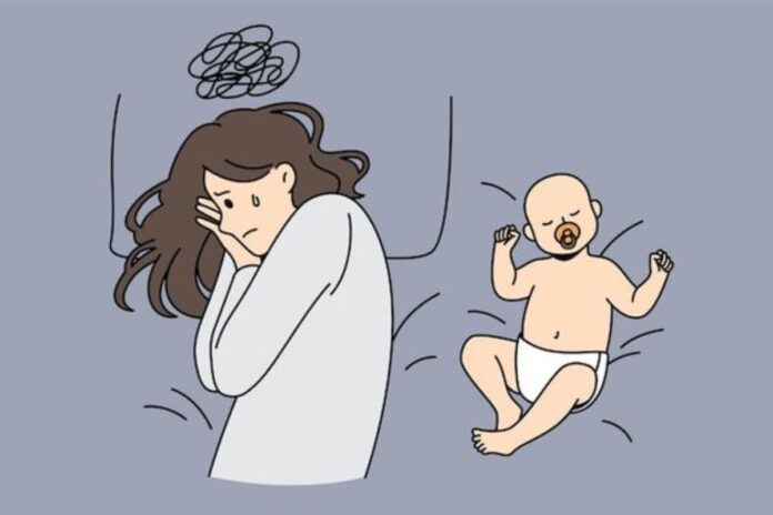 A picture of a woman suffering from postpartum depression