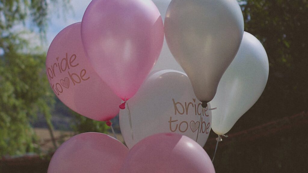 Pink and White Balloons for a Bachelorette party
