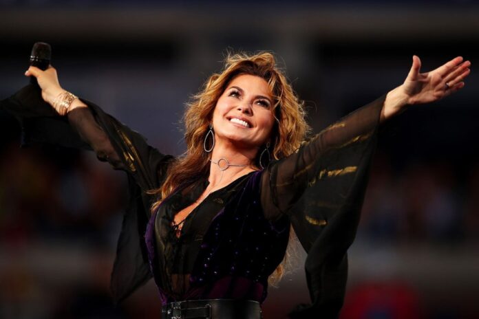 A picture of Shania Twain on stage