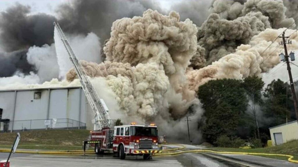 A picture of the chemical plant fire