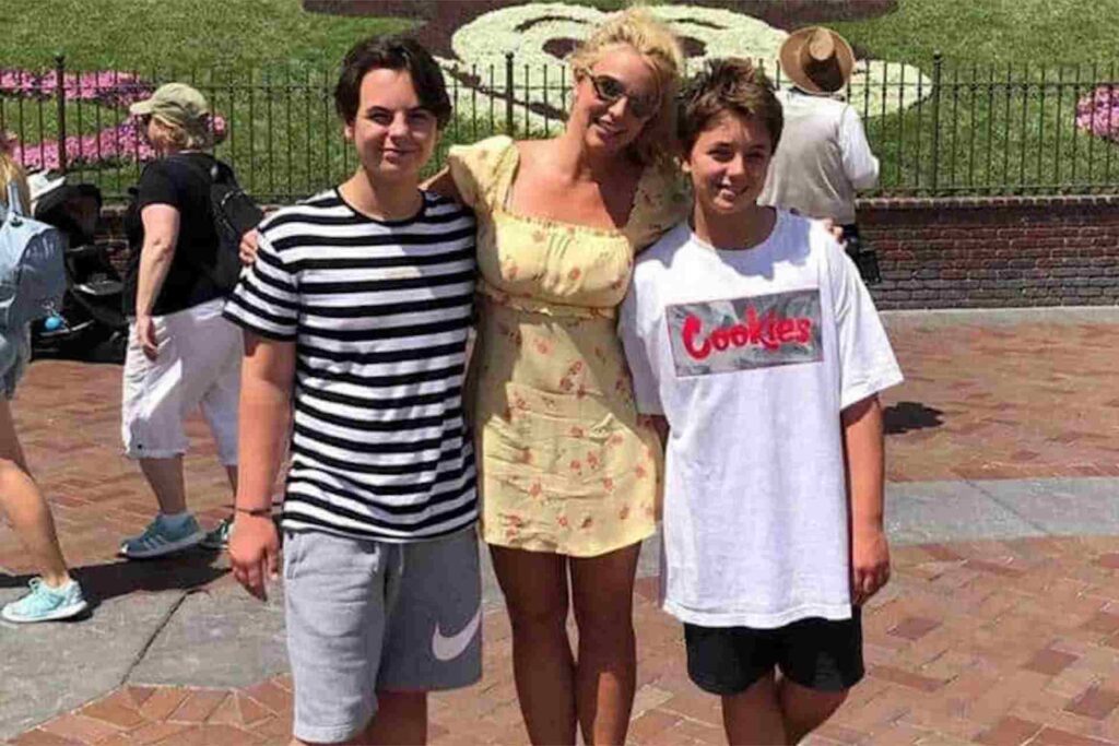 A picture of Britney Spears and her sons