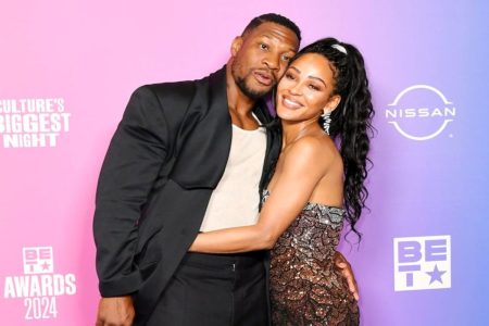 A picture of Jonathan Majors and Meagan Good