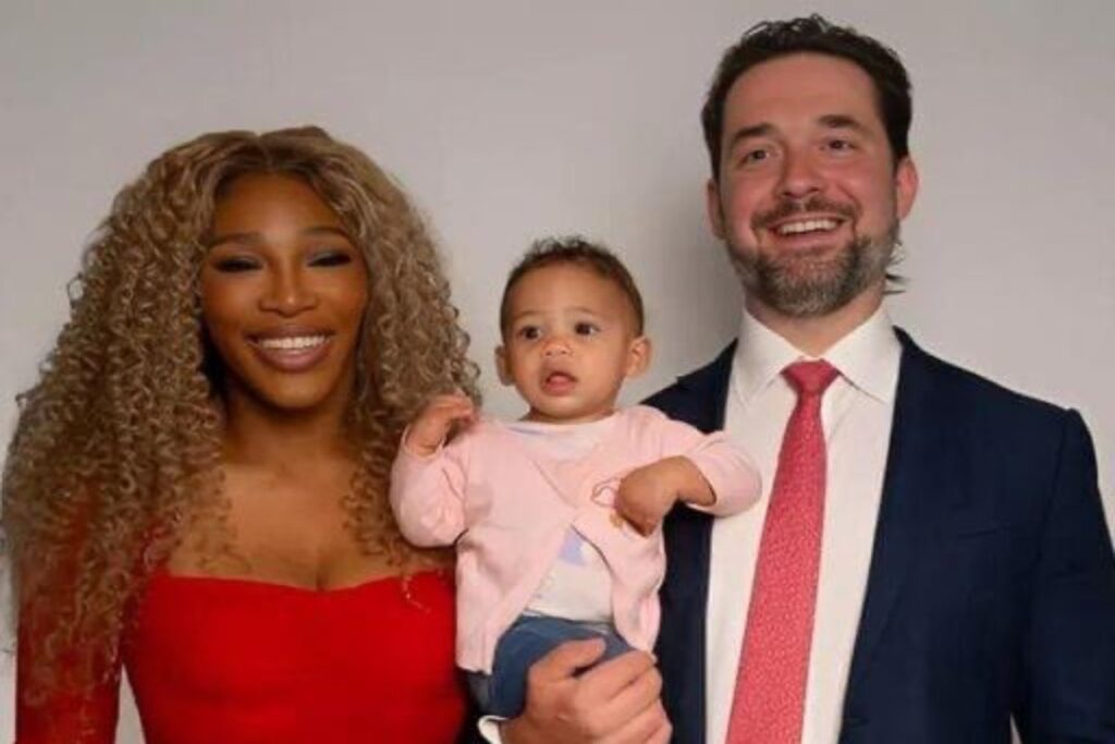 A picture of Serena Williams, Adira and Alexis Ohanian