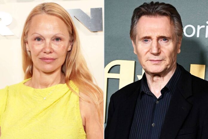 A picture of Liam Neeson and Pamela Anderson