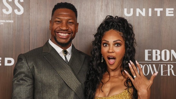 Jonathan Majors and Meagan Good on the red carpet