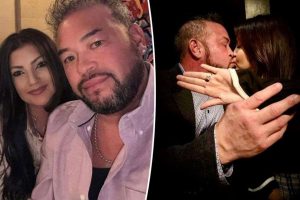 A collage of shots of Jon Gosselin and Stephanie Lebo including one that sees her show off her engagement ring