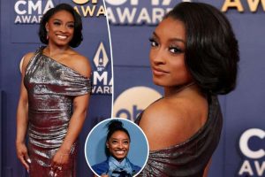 Simone Biles on the red carpet at the CMAs